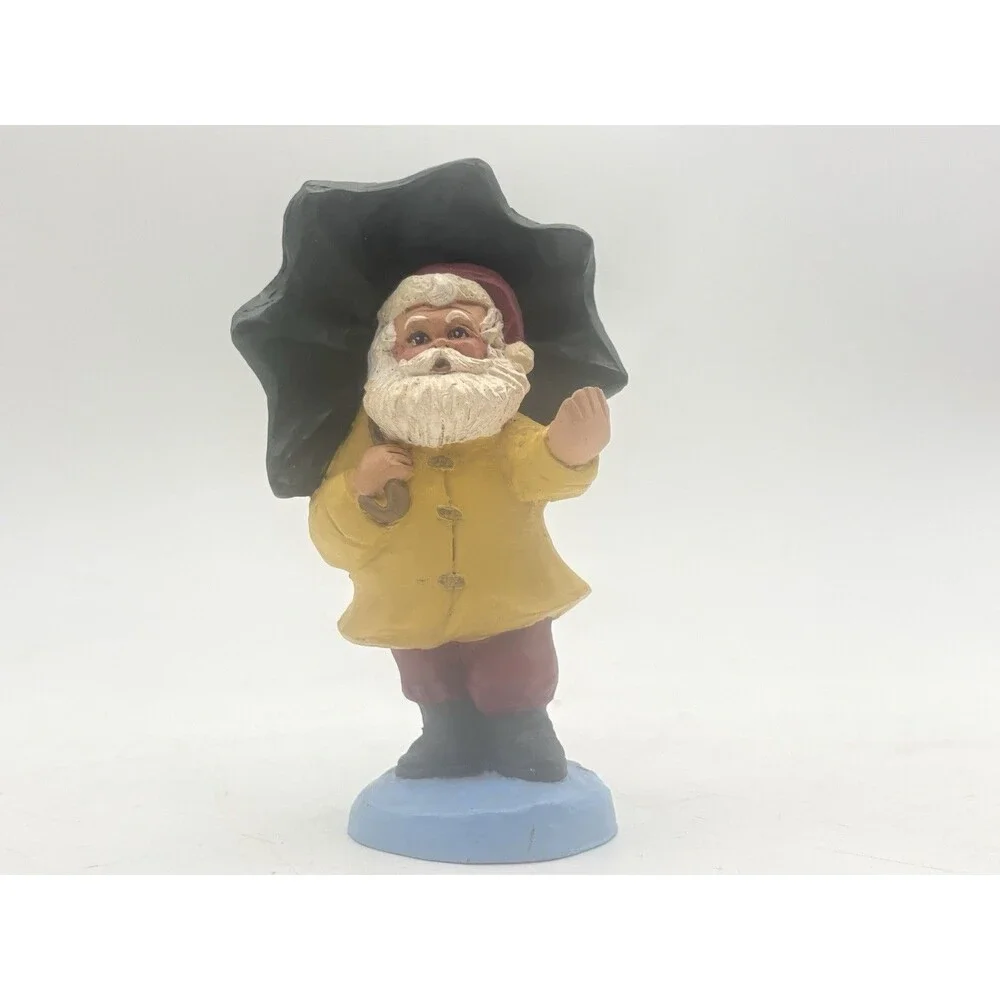 Vintage  1991 Sarah Schultz Santa of the Month Umbrella Santa Rain Santa
